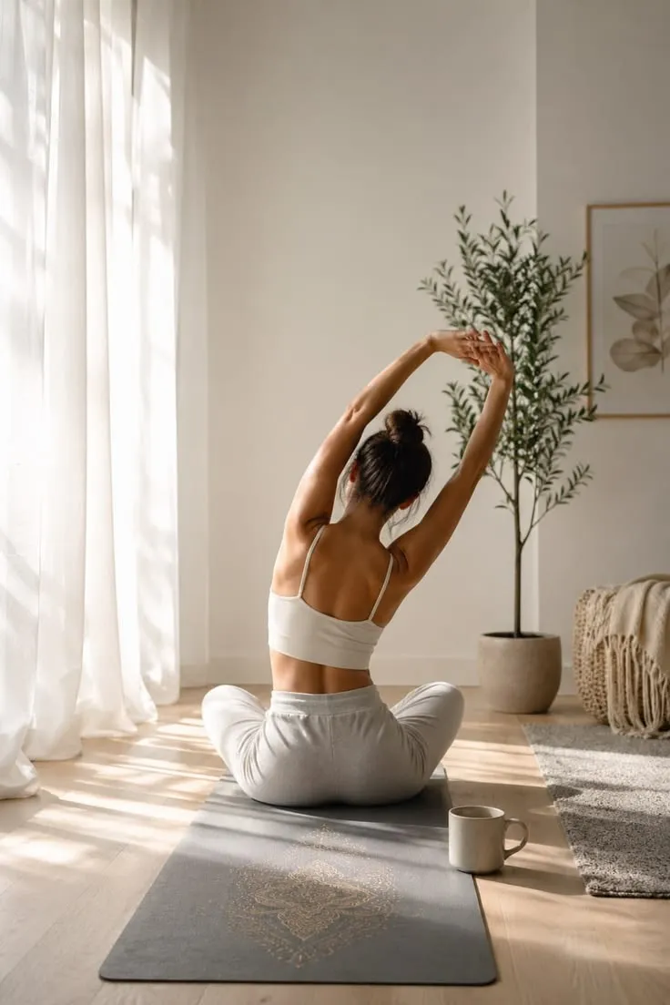 Foldable stretching mat in neutral tone